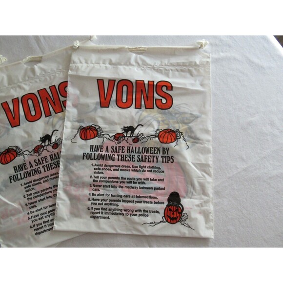 10x Vtg Halloween Cat Jack-o-lantern Plastic Trick or Treat Candy Bags Bats VONS - Picture 5 of 8